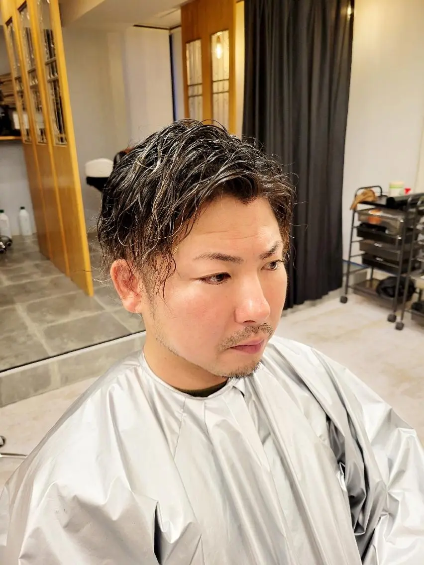 ミディアム パーマ カット パーマ トリートメント 谷川 一成のヘアスタイル