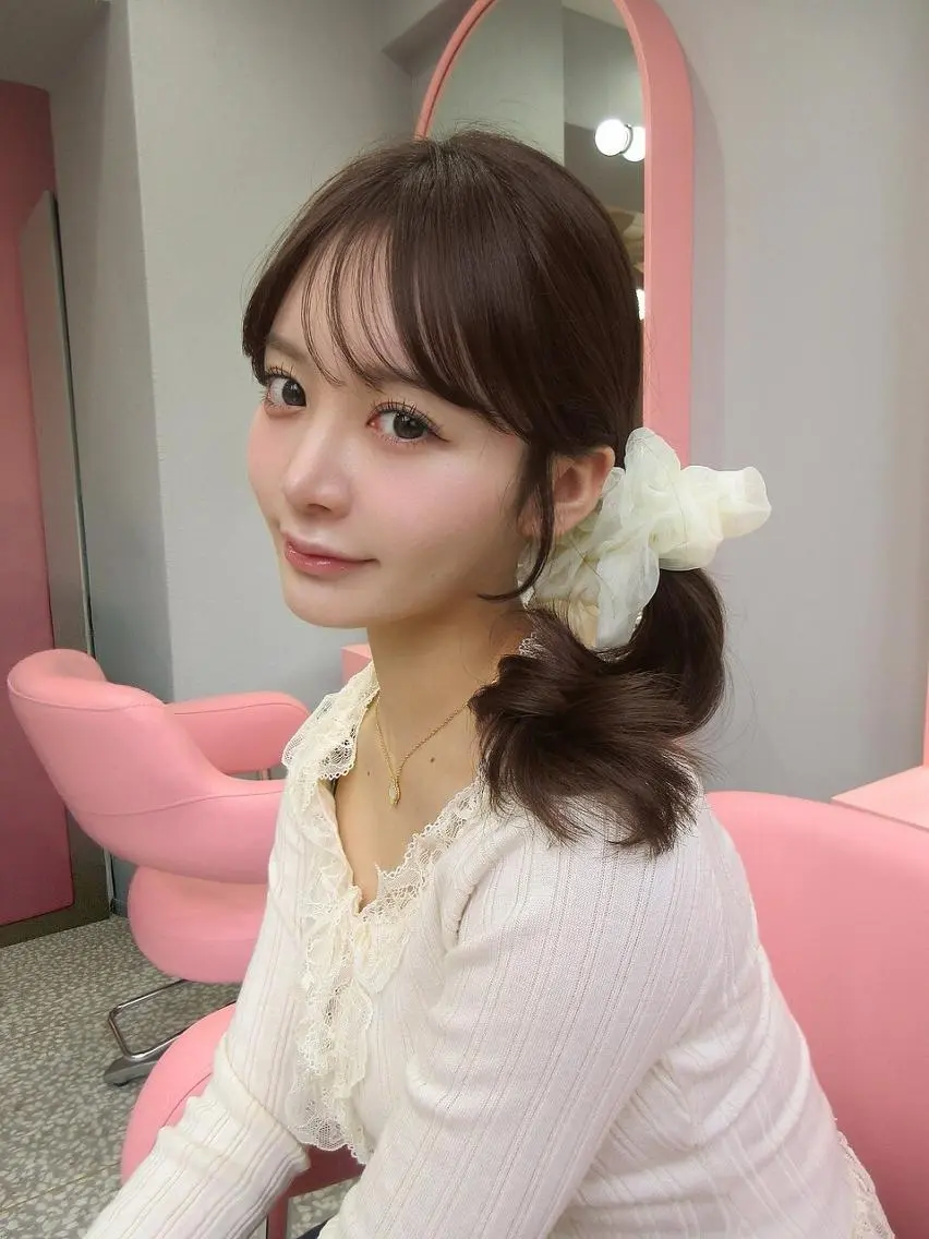 ロング カラー ヨシンモリ 韓国風ヘア レイヤーカット ロング シースルーバング カット ヘアカラー トリートメント ヘアセット 渋谷美容室/韓国ヘア /misakiのヘアスタイル