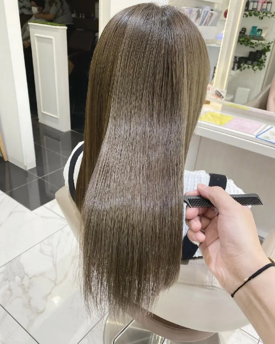 ロング カラー ベージュカラー オリーブベージュ 髪質改善 ヘアカラー ＡＳＨ大宮/ブリーチ 髪質改善/カラーのヘアスタイル