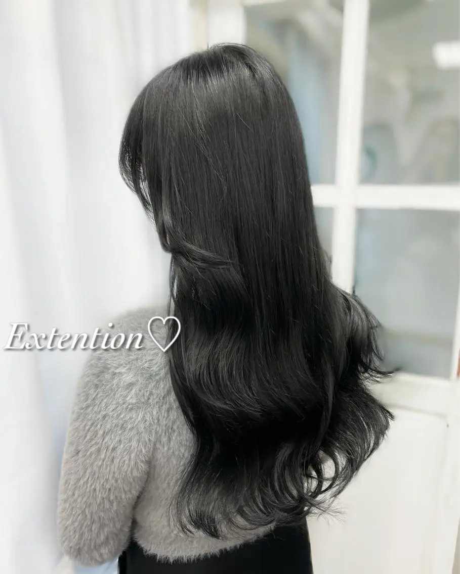 ロング カラー カット エクステ ヘアセット 韓国ヘア🤍髪質改善 🇰🇷AKANEのヘアスタイル