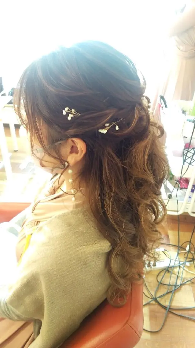ロング ヘアアレンジ ハーフアップ 結婚式・ブライダル ロング 浴衣 Rarely  beautyのヘアスタイル