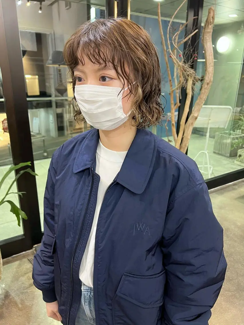 ショート パーマ ボブ カット パーマ 千葉 郁也のヘアスタイル