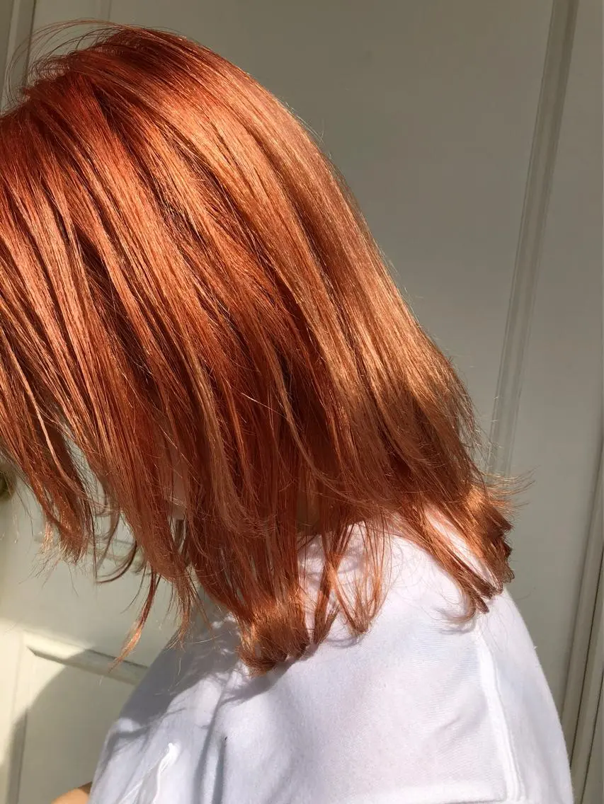 ミディアム カラー オレンジ 門岡 ひかるのヘアスタイル