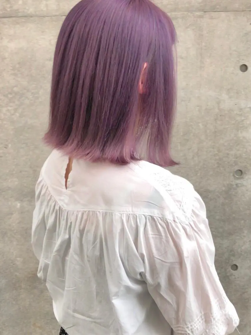 ミディアム カラー ブリーチ ラベンダーカラー カット ヘアカラー wカラー 指名No1かけるのヘアスタイル