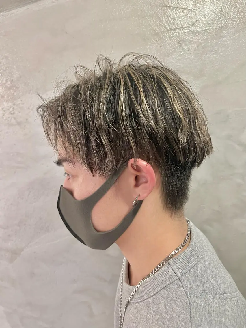 カラー メンズ メンズハイライト ハイライトカラー ヘアカラー 透明感カラー/ ブリーチ無し/RYOのヘアスタイル