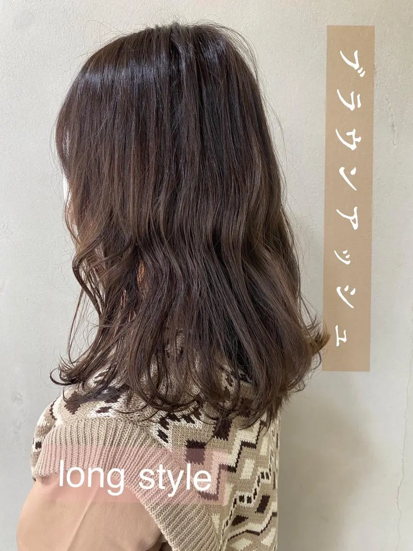 セミロング カラー 透明感カラー 舟橋 りんかのヘアスタイル