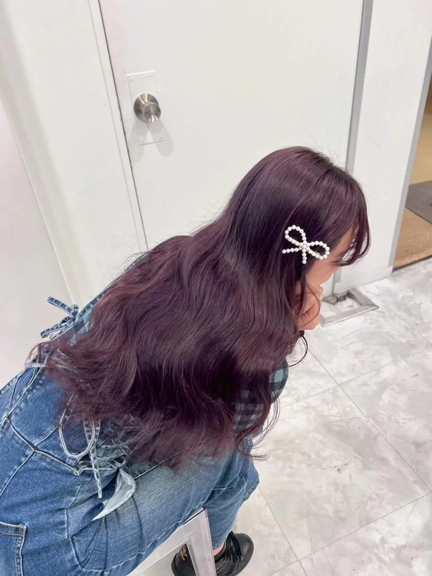 カラー ロング ラベンダー/ピンク 💜🌷原宿のヘアスタイル