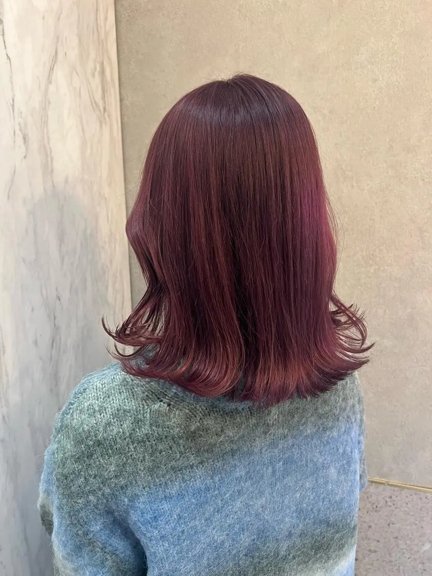 ミディアム エクステ ハイライト 髪質改善 韓国風ヘア 縮毛矯正 ヘアカラー トリートメント 🎀しゅな/韓国 レイヤー/うる艶のヘアスタイル