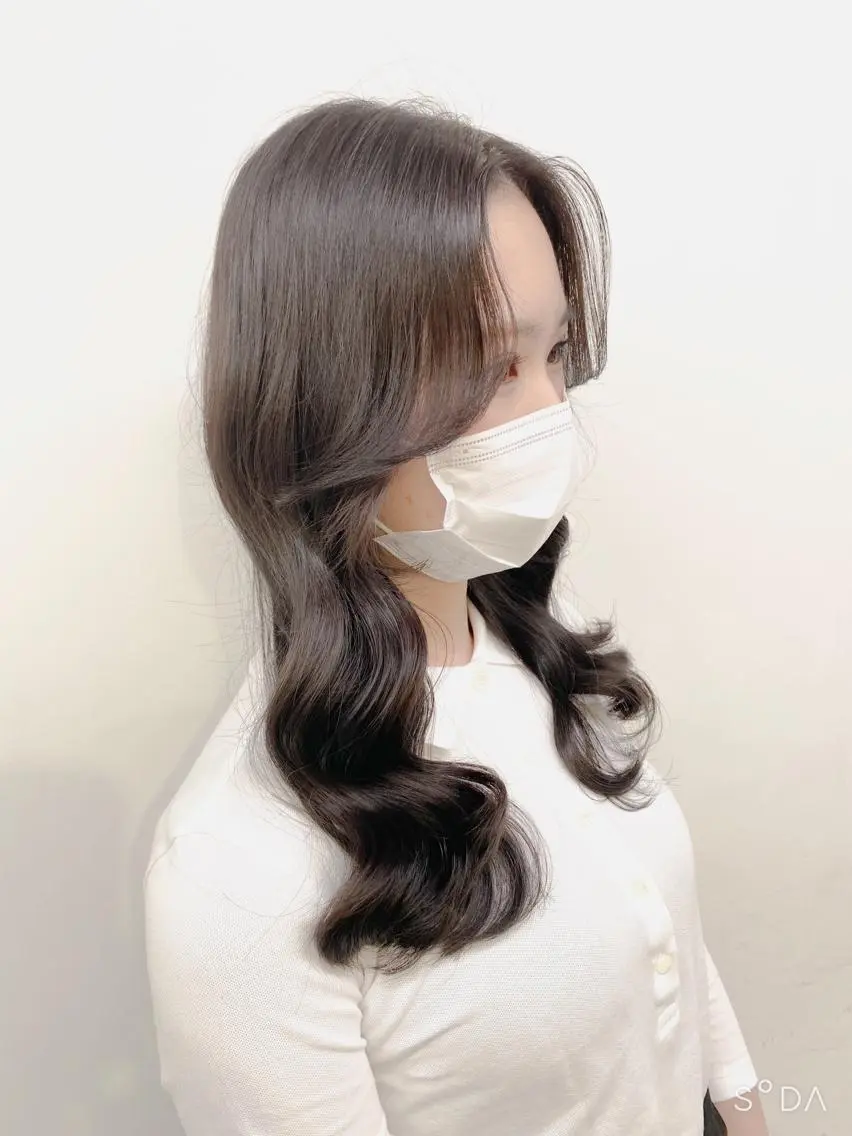 ミディアム カラー ヘアアレンジ グレージュ ヨシンモリ おくれ毛 💖韓国ヘアの匠 💖TAKUMI💖のヘアスタイル