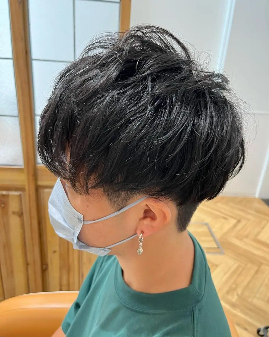 ショート カラー メンズ マッシュ メンズパーマ 学生(メンズ向け) メンズショート ツーブロック 🌿ヤマグチ ユウキ🌿のヘアスタイル