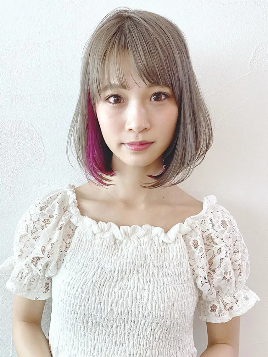 ミディアム カラー パーマ ヘアアレンジ ボブ ストレートパーマ ITbyALBUM 浦和店のヘアスタイル