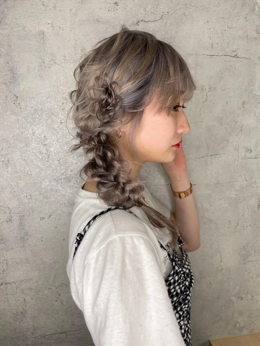 セミロング ヘアアレンジ メンズモテパーマ💙 fuwaのヘアスタイル