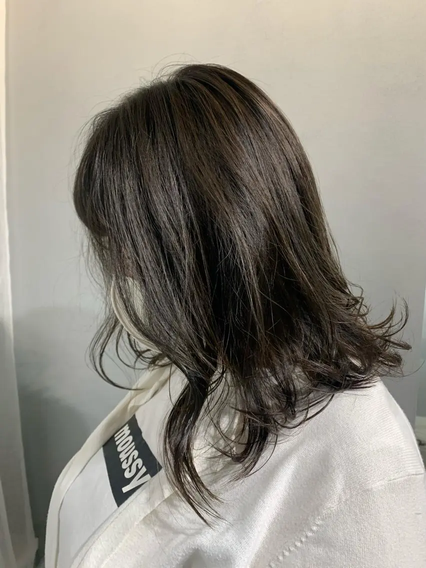 ミディアム カラー ヘアアレンジ ボブパーマコテ巻き風 パーマNo1深江秀平のヘアスタイル