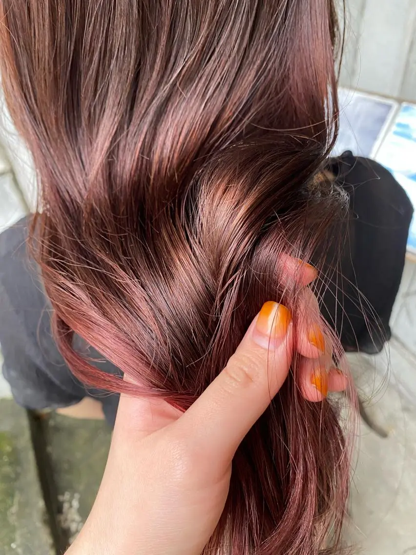 セミロング カラー ブラウンカラー ピンクカラー ピンクブラウン お任せヘア☘️☘️ 及川渚のヘアスタイル