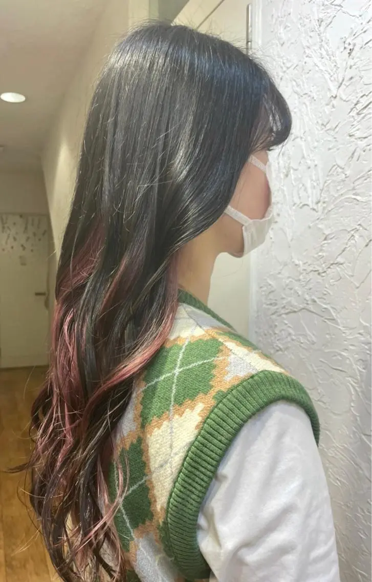 ロング カラー ミストバング イヤリングカラー フェイスフレーミング グラデーションカラー ロング Colk ☆のマツエク・マツパデザイン