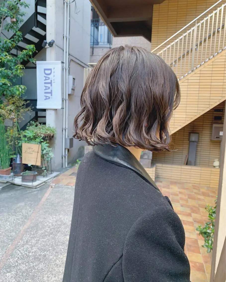 ショート パーマ カット パーマ トリートメント ボブパーマコテ巻き風 パーマNo1深江秀平のヘアスタイル