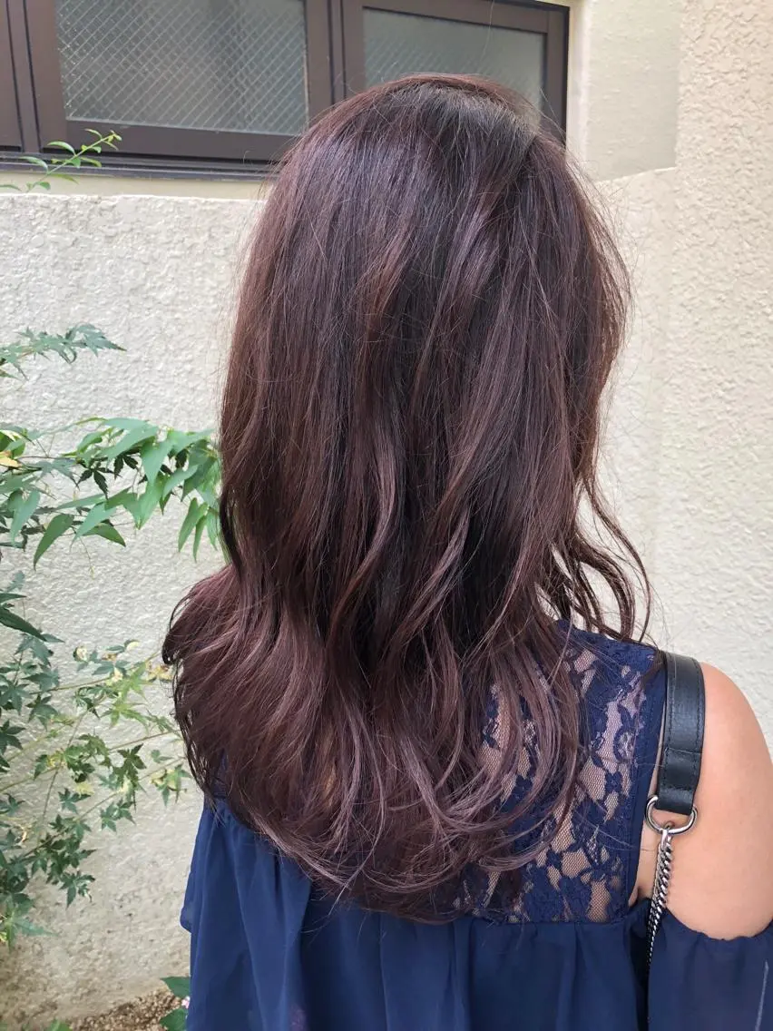 ミディアム カラー パーマ ヘアアレンジ アッシュ ピンクカラー ピンクアッシュ 【白髪ぼかし 専門GBG】自由が丘のヘアスタイル