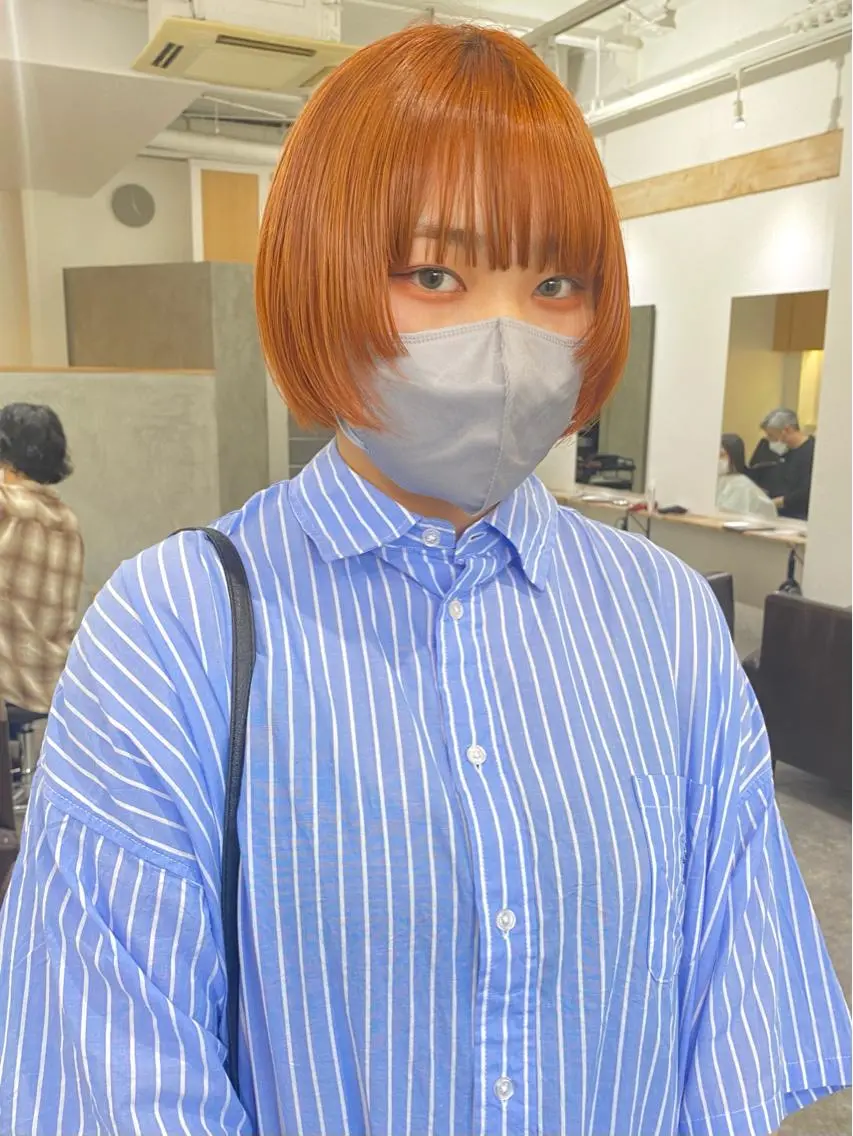 ショート カラー オレンジ ピンクカラー ヘアカラー 森貴裕/ベージュ/ パーマ/オリーブのヘアスタイル