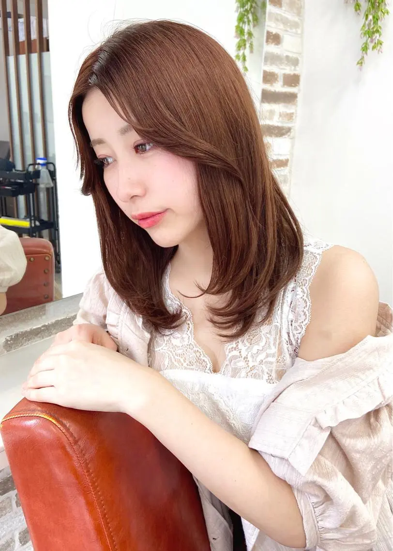 ミディアム エギョモリ 韓国風ヘア レイヤーカット カット ヘアカラー トリートメント ヘッドスパ ヘアセット トレンドHair🖤 keita🇰🇷のヘアスタイル