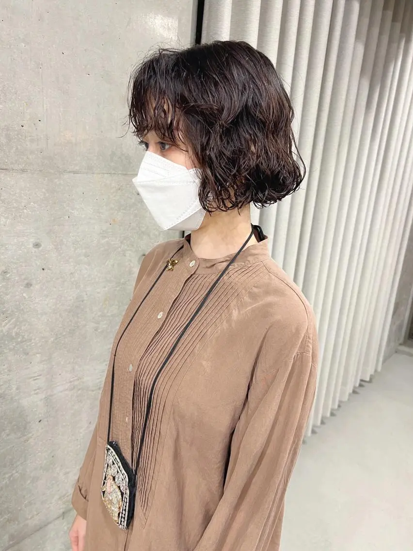 ショート パーマ カット パーマ トリートメント ボブパーマコテ巻き風 パーマNo1深江秀平のヘアスタイル