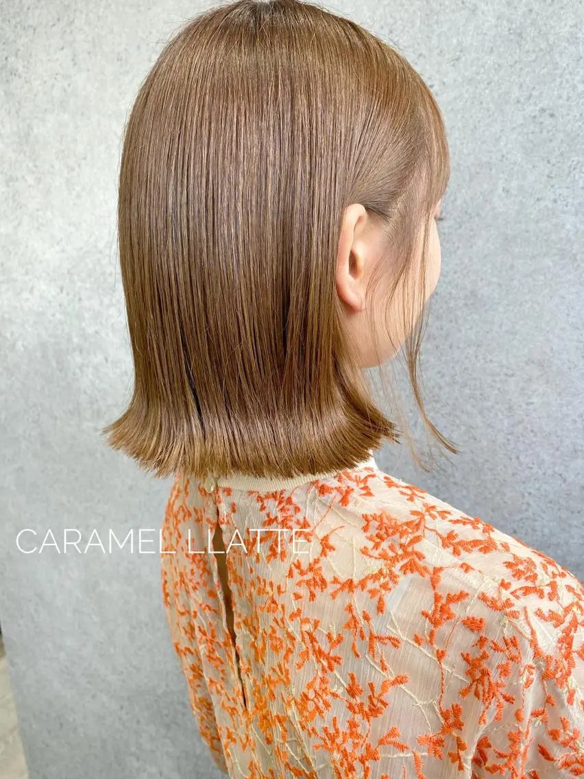 ミディアム カラー ブリーチ ケアブリーチ ボブ 髪質改善 ヨシンモリ YUKA🐻❄️ 🎀当日予約ok/のヘアスタイル