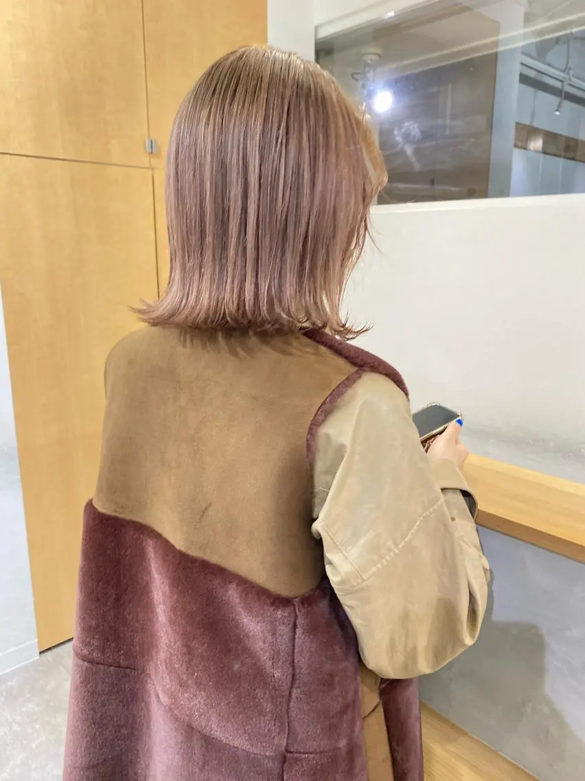 ミディアム カラー ベージュカラー ラベンダーカラー ラベンダーベージュ ヘアカラー 森貴裕/ベージュ/ パーマ/オリーブのヘアスタイル