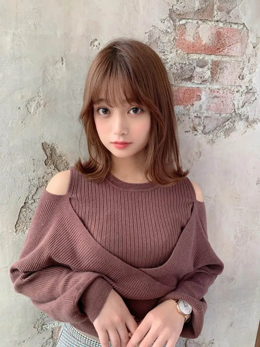 ミディアム カラー バレイヤージュ ブリーチ ケアブリーチ ダブルカラー ハイライトカラー カット ヘアカラー トリートメント 銀座✨レイヤーカット 顔まわり/坂本亜裟海のヘアスタイル