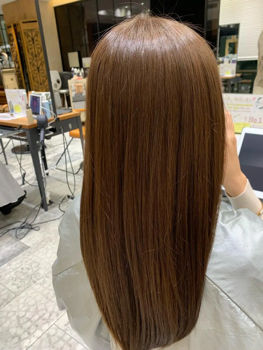 セミロング カラー パーマ 黒髪 ブリーチ ブリーチなしカラー 伸ばしかけ 髪質改善 美髪ヘッドスパ🫧 西山紗奈江💆♀️のヘアスタイル