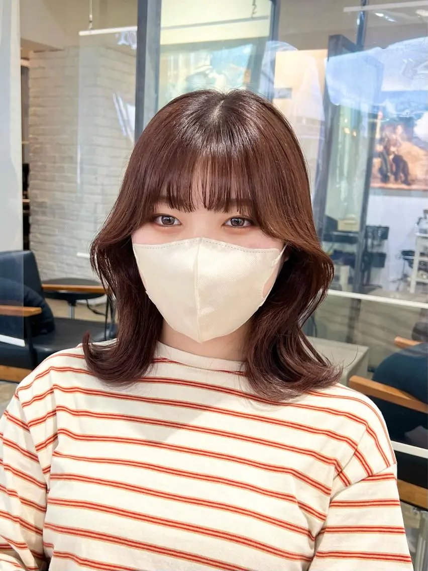 ミディアム カラー ブラウンカラー ショコラブラウン くびれヘア カット 【韓国風くびれヘア】 joule小木曽輝のヘアスタイル