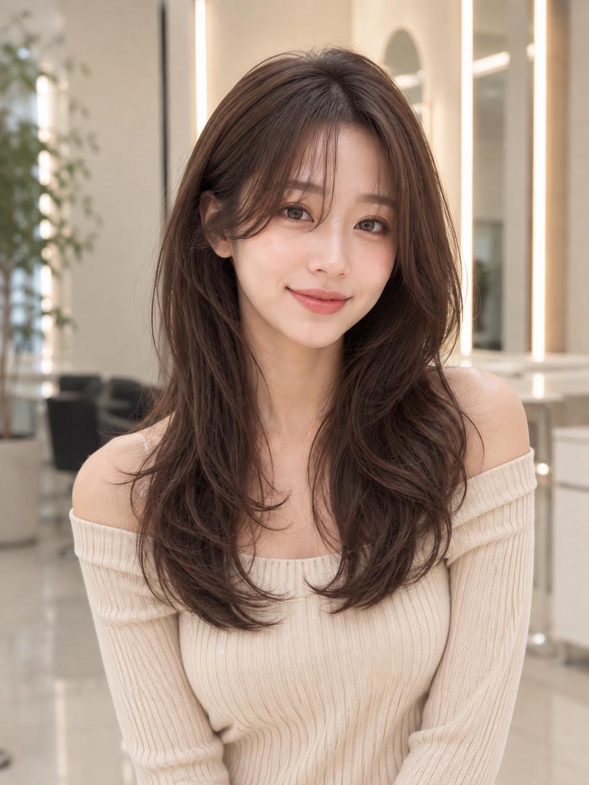 ミディアム カット ヘアカラー トリートメント jill by gisel 博多のヘアスタイル