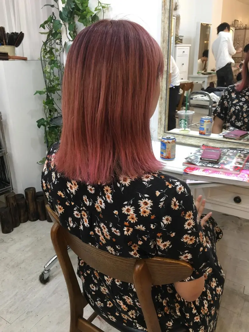 ショート ミディアム セミロング ロング カラー ダブルカラー ピンクカラー エクステ(レミー毛) NINEのヘアスタイル