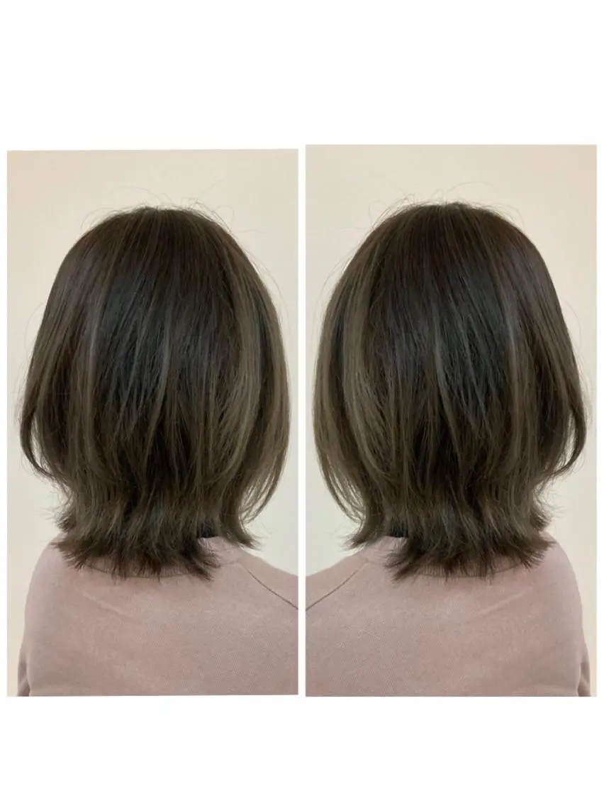 ミディアム カラー ボブ 品田 真里のヘアスタイル