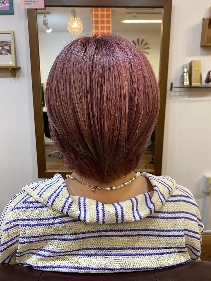 ショート カラー ベージュカラー ピンクカラー ピンクベージュ 神谷 知紀のヘアスタイル