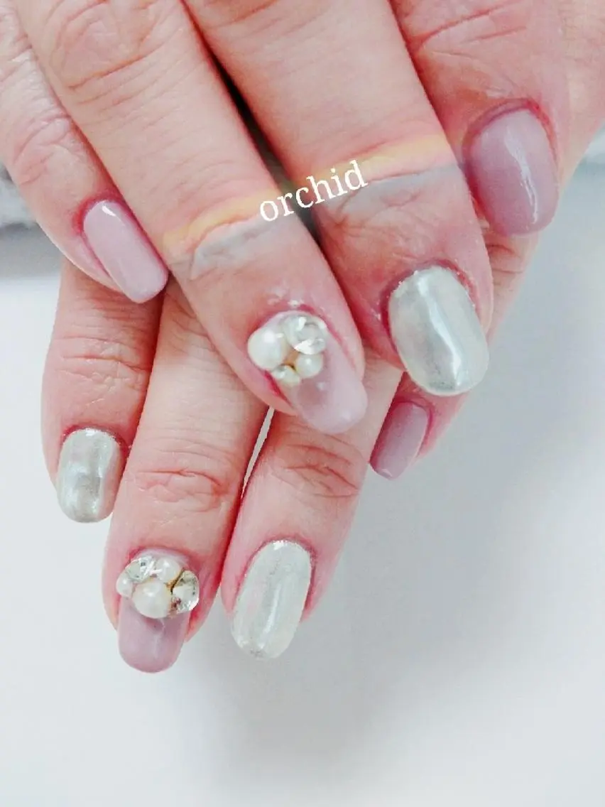ネイル ミラーネイル orchid ♡オーキッドのネイルデザイン
