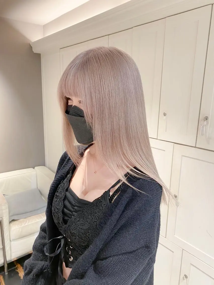 ロング カラー 切りっぱなしボブ レイヤー/縮毛矯正のヘアスタイル