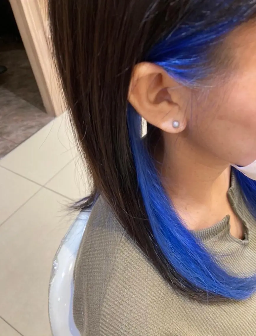 ロング カラー アッシュ アッシュブラウン ブルーカラー ブラウンカラー ダブルカラー 似合わせカラーリスト 佐竹　舞🌼のヘアスタイル