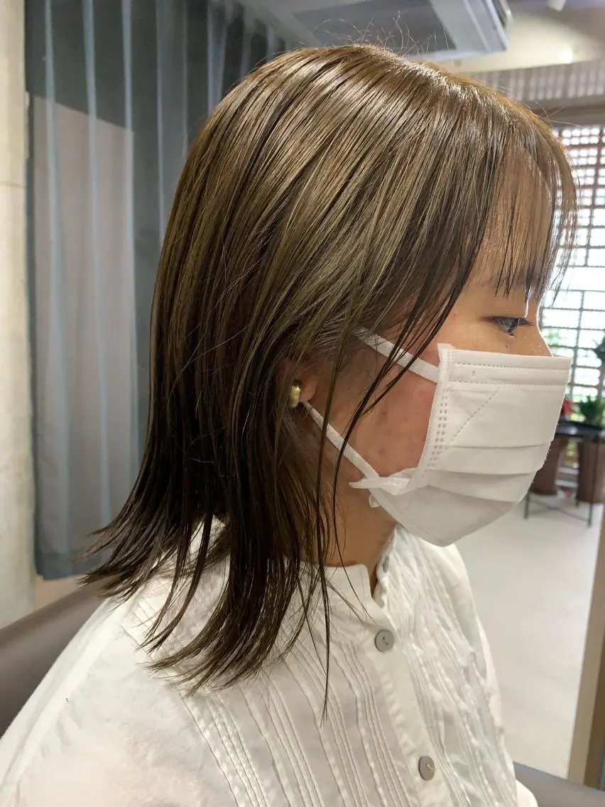 ミディアム カラー ボブパーマコテ巻き風 パーマNo1深江秀平のヘアスタイル