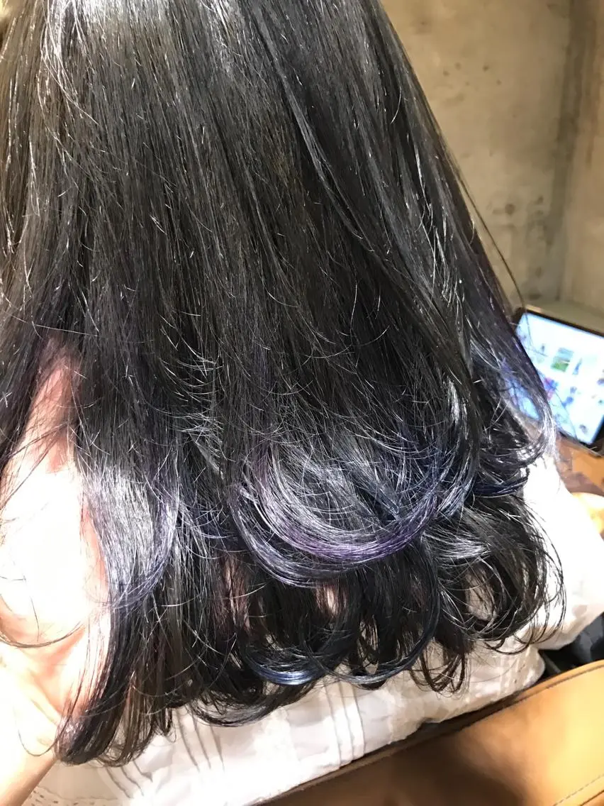 ミディアム カラー パーマ ヘアアレンジ メンズ キッズ ネイル マツエク・マツパ ダブルカラー パープルカラー パープル サロンドミルク 原宿のヘアスタイル