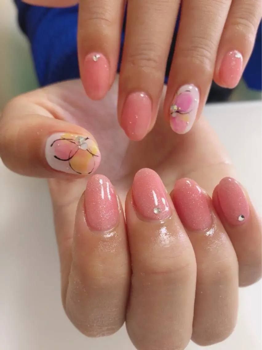 ネイル アートネイル 長さ出し フットネイル グリーン ニュアンスネイル Lily Roseスタッフ一同のマツエク・マツパデザイン