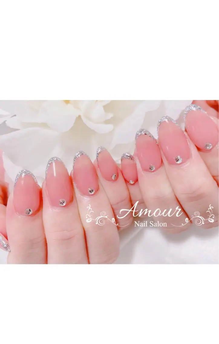 ネイル フレンチネイル ラメ(グリッター) nailsalon ♡amour♡のネイルデザイン