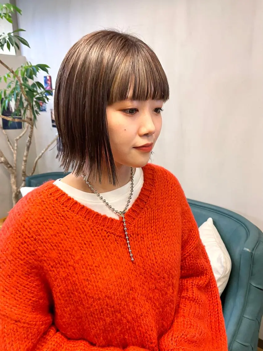 ミディアム カラー パーマ ヘアアレンジ メンズ キッズ ネイル マツエク・マツパ アイブロウ ベージュカラー ボブ tatsumi/ボブ ウルフ/レイヤーのヘアスタイル