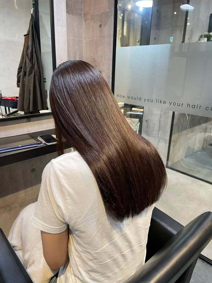 ロング カット 縮毛矯正 トリートメント 👑髪質改善カラー 中垣斗希のヘアスタイル