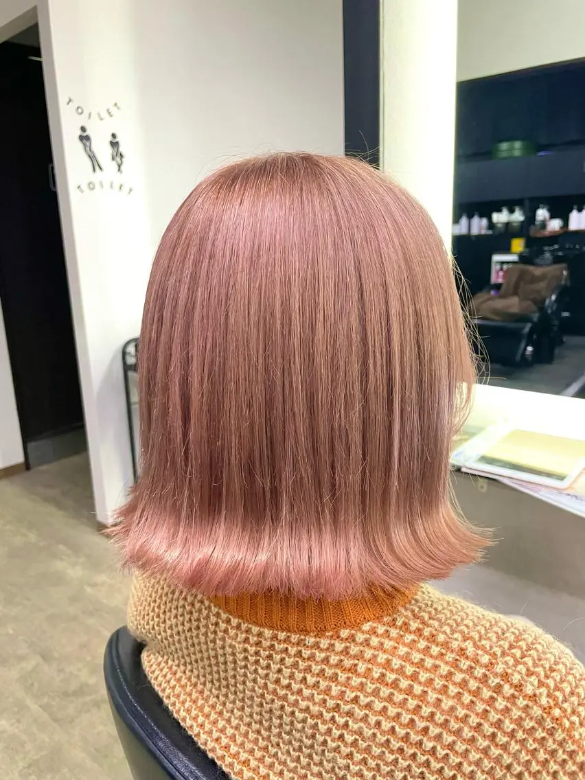 ショート カラー ベージュカラー ブリーチ ケアブリーチ ピンクカラー ピンクベージュ ヘアカラー トリートメント RAIA💎ケア ブリーチ&パーマ💎のヘアスタイル