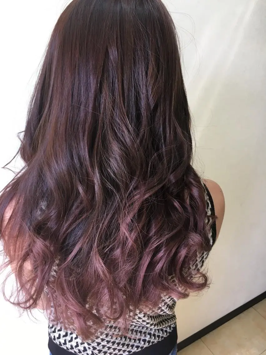 セミロング ロング カラー アッシュ グラデーションカラー ピンクカラー ピンクアッシュ 髪質改善 中川 翔のヘアスタイル