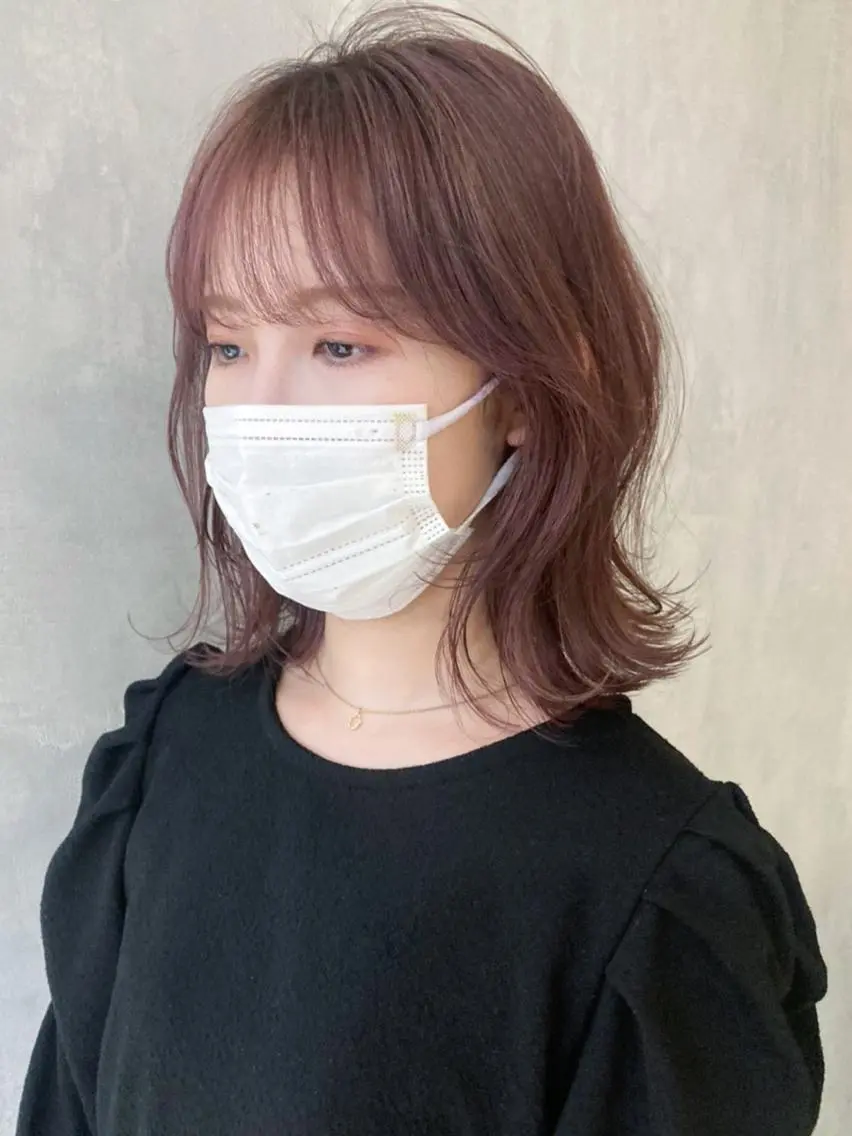 ミディアム パーマ カラー ヘアアレンジ ラベンダーカラー ピンクカラー ピンクラベンダー ボブ くびれヘア カット ヘアカラー トリートメント ITbyALBUM 藤沢店のヘアスタイル