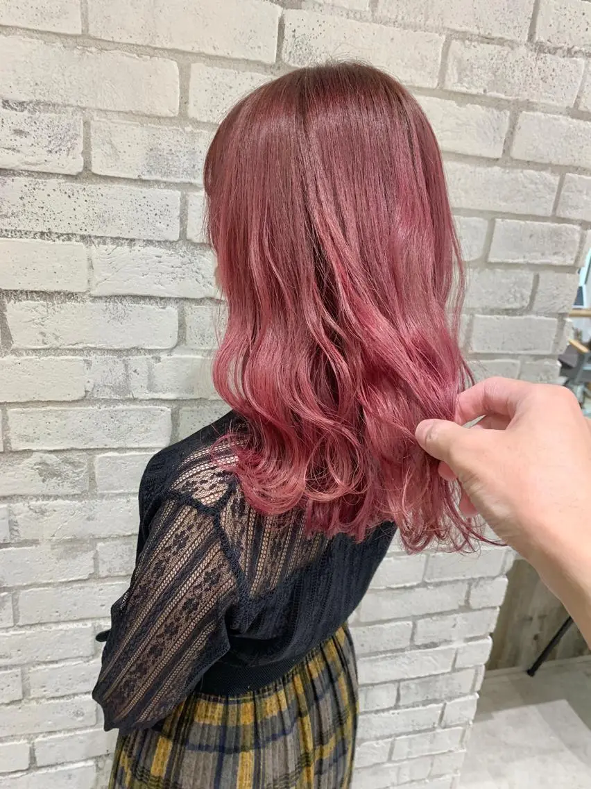 セミロング カラー パーマ ヘアアレンジ ブリーチ ケアブリーチ 透明感カラー ピンクカラー ヘアカラー トリートメント 縮毛矯正/美髪 髪質改善/石田幸輔のヘアスタイル