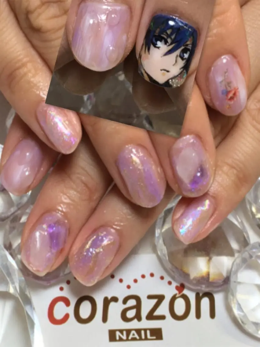 ネイル アートネイル クリアネイル パステルネイル パープル ネイリスト aicoのネイルデザイン