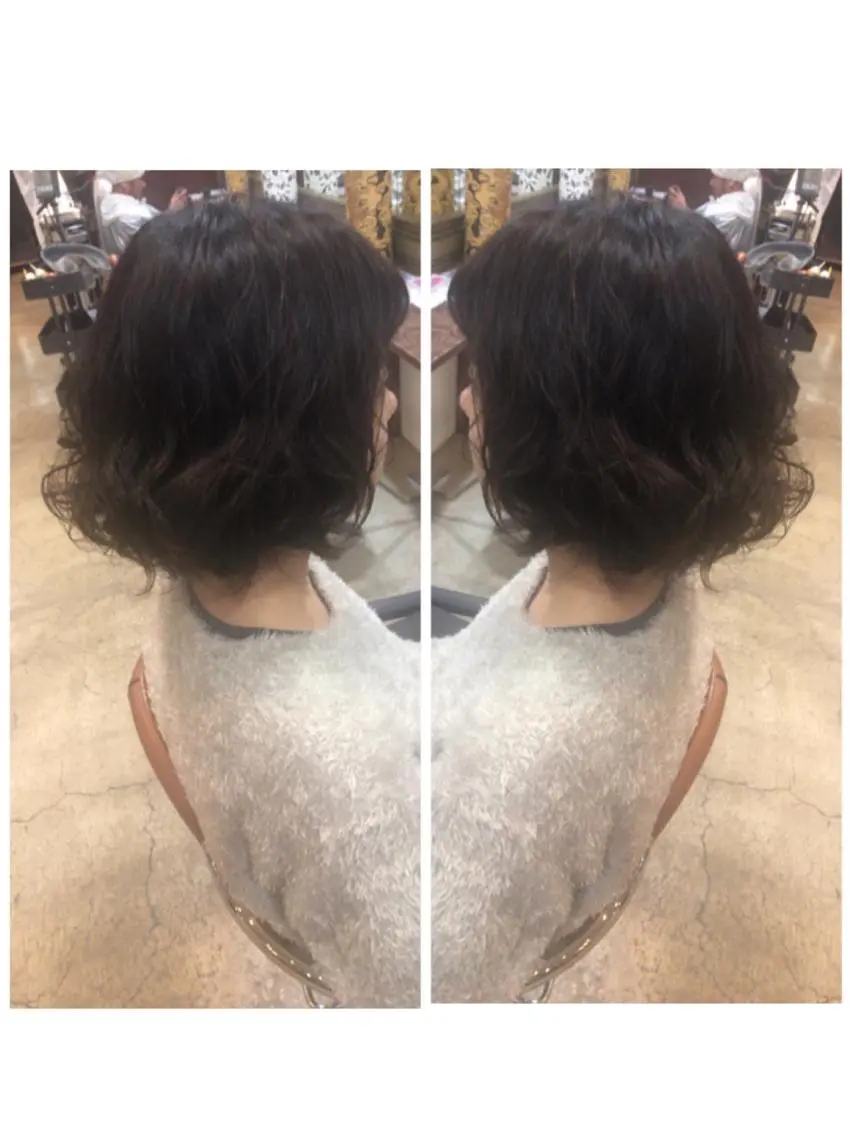 ミディアム パーマ ミディアムパーマ ボブ 品田 真里のヘアスタイル