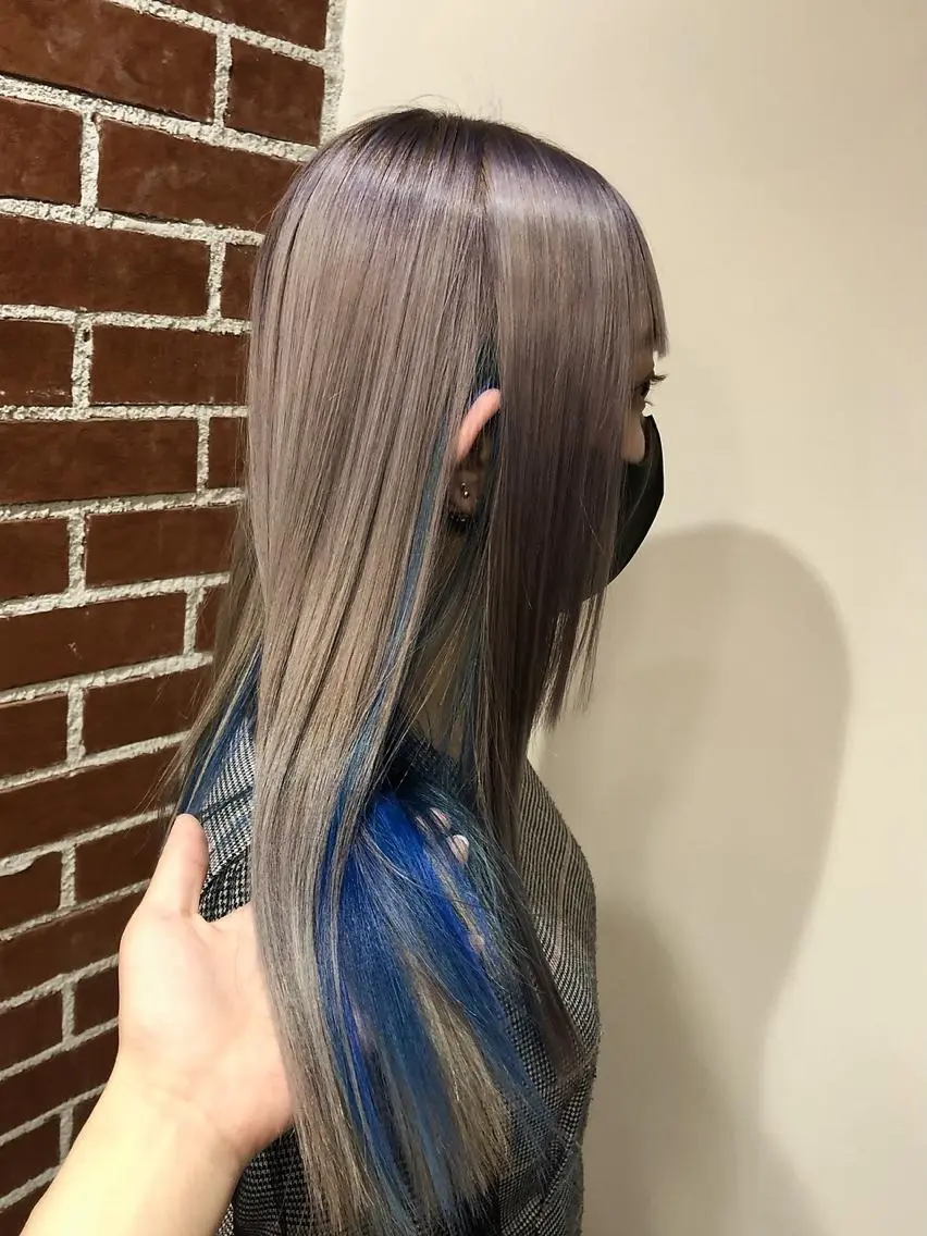 ロング カラー ヘアアレンジ ベージュカラー ブリーチ ブルーカラー ケアブリーチ カシス ヘアカラー トリートメント ヘアセット ✨🧸チバ ダイスケ🧸✨のヘアスタイル
