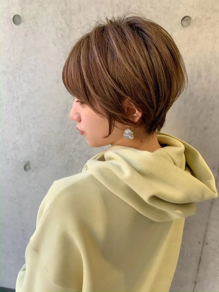 ショート 切りっぱなしボブ ハンサムショート ボブ ハイライト 韓国風ヘア ショート/縮毛矯正 /大宮/惇平のヘアスタイル